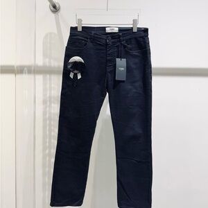 🚩steal Authentic Fendi Black Jeans with Patch